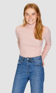 Топ с высоким воротником и отделкой в рубчик Stradivarius