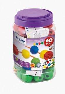Набор игровой Miniland Lacing Balls (60 элементов, 35 мм) в контейнере