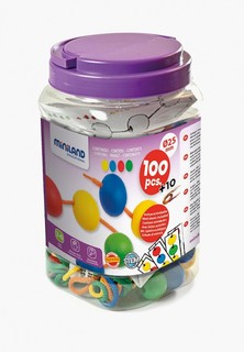 Набор игровой Miniland Lacing Balls (100 элементов, 25 мм) в контейнере
