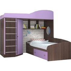 Кровать-чердак Ярофф Кадет 2 с металлической лестницей венге/ирис