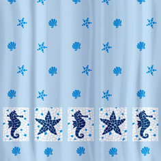 Штора для ванной комнаты Tatkraft MARINE MOTIFS TEXTILE тканевая со специальной водоотталкивающей пропиткой и антигрибковым покрытием (14435)