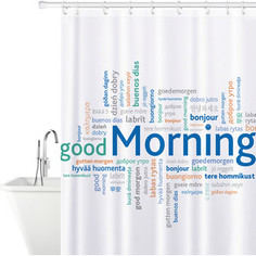 Штора для ванной комнаты Tatkraft GOOD MORNING тканевая со специальной водоотталкивающей пропиткой и антигрибковым покрытием (17436)
