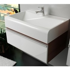 Тумба с раковиной Velvex Crystal 70 белый\темный лен (tpCUB.70-27.21, rkLAM.70-81)