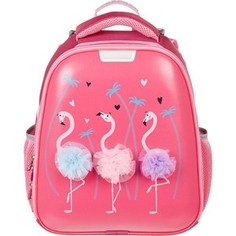 Ранец №1 School Basic Flamingo, 2 отд., ортоп.спинка, экокожа, светящ. кант