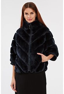 Короткая шуба из меха кролика с отделккой трикотажем Virtuale Fur Collection