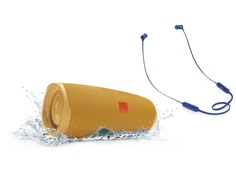 Колонка JBL Charge 4 Yellow + наушники T110BT Blue