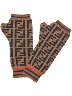 Fendi перчатки-митенки с логотипом FF