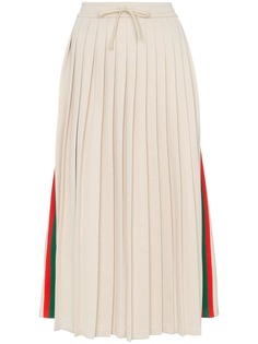 Gucci плиссированная юбка с контрастными полосками по бокам