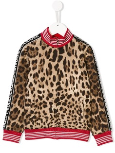 Dolce & Gabbana Kids леопардовая куртка-бомбер