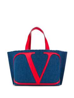 Valentino джинсовая сумка-тоут Valentino Garavani с логотипом VLogo