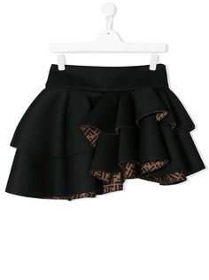 Fendi Kids юбка с оборками и логотипом