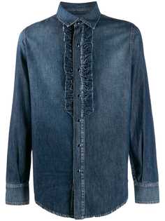 Saint Laurent джинсовая рубашка с оборками