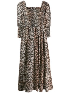 Ganni платье макси с леопардовым принтом