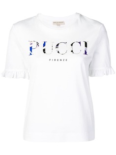 Emilio Pucci футболка с оборками на рукавах и логотипом