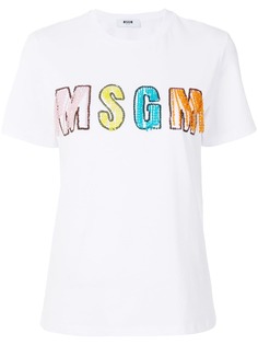 MSGM футболка с логотипом с бусинами