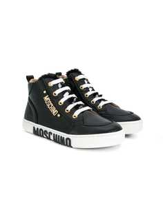 Moschino Kids logo plaque hi-top sneakers