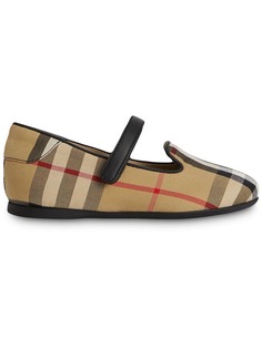 Burberry Kids туфли в клетку Vintage с ремешком и D-образной пряжкой