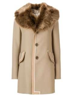 Marc Jacobs однобортное пальто с меховым воротником