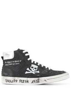 Philipp Plein высокие кеды с принтом Skull