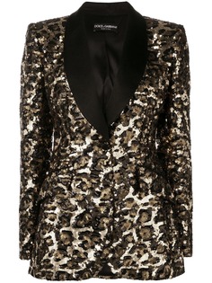 Dolce & Gabbana блейзер с леопардовым принтом и пайетками
