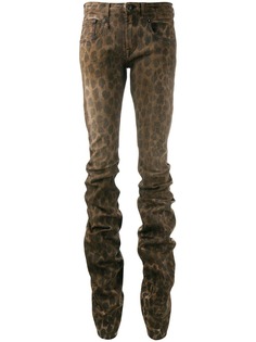 R13 джинсы Shirring Boy с леопардовым принтом
