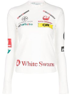 Off-White "white swans" print long-sleeved T-shirt