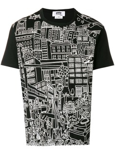Junya Watanabe MAN футболка с принтом в виде городского пейзажа
