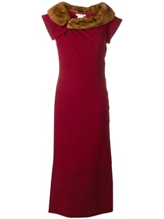 Christian Dior Pre-Owned платье макси с меховым воротником