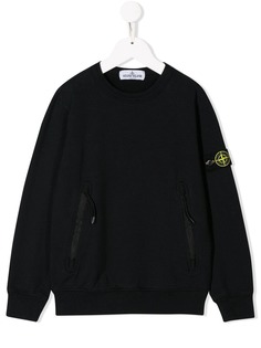 Stone Island Junior толстовка с карманами на молнии и логотипом