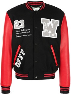 Off-White куртка-бомбер в университетском стиле