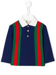 Gucci Kids рубашка-поло с отделкой Web