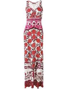Roberto Cavalli длинное платье с принтом роз