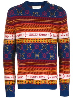 Gucci свитер в полоску с узором Interlocking G
