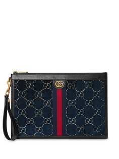 Gucci бархатный клатч с логотипом GG