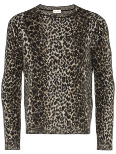 Saint Laurent джемпер с леопардовым принтом