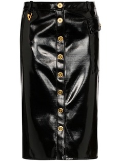 Versace виниловая юбка-карандаш с завышенной талией
