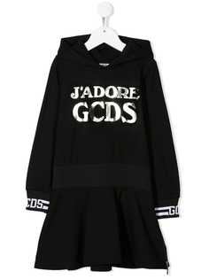 Gcds Kids платье с капюшоном и логотипом