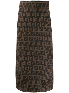 Fendi юбка-карандаш с принтом и логотипом FF