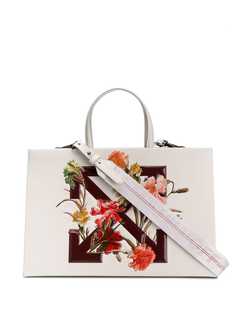 Off-White сумка-тоут с логотипом и цветочным принтом