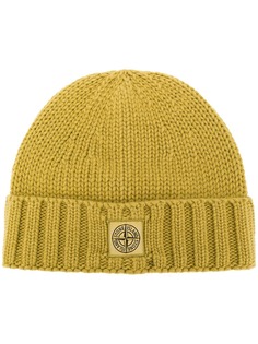 Stone Island beanie hat with logo patch