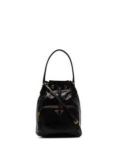 Prada small logo-plaque bucket bag