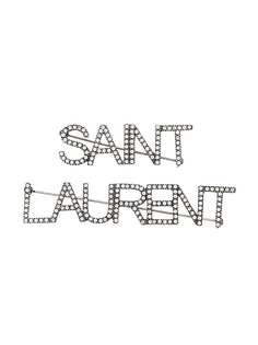 Saint Laurent брошь с логотипом и кристаллами