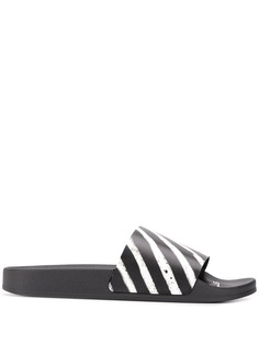Off-White шлепанцы в диагональную полоску