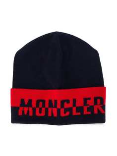 Moncler Enfant шапка бини с контрастным логотипом