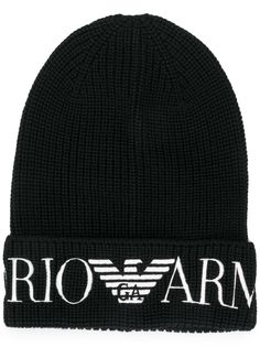 Emporio Armani logo beanie hat