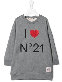 Nº21 Kids платье-толстовка I love Nº21
