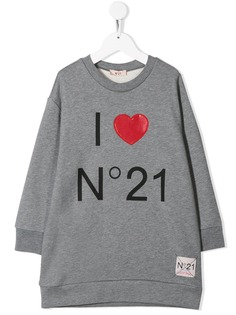 Nº21 Kids платье-толстовка I love Nº21