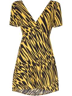 Double Rainbouu tiger print tie-back mini dress