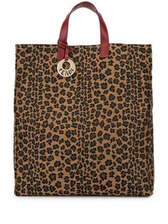 Fendi Pre-Owned жаккардовая сумка-тоут с леопардовым принтом