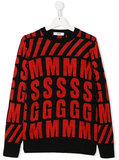 Msgm Kids свитер с вышитым логотипом
